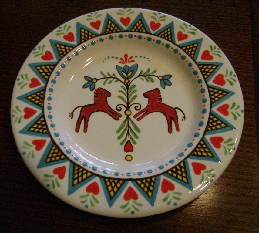 Red Horses with Blue trim