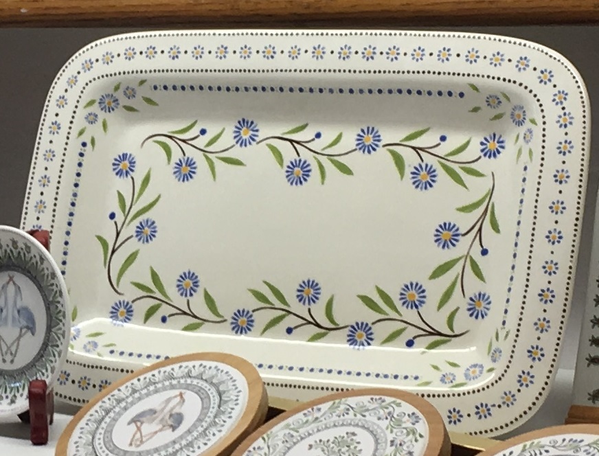 Ceramic Plate with Blue Flowers
