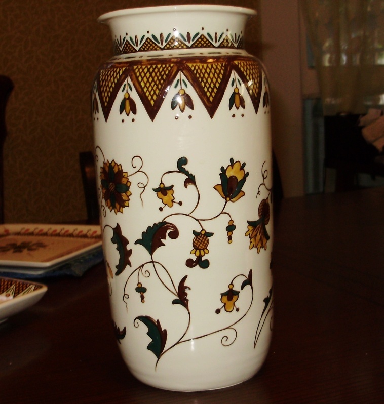 Tall Vase with Brown Flowers   