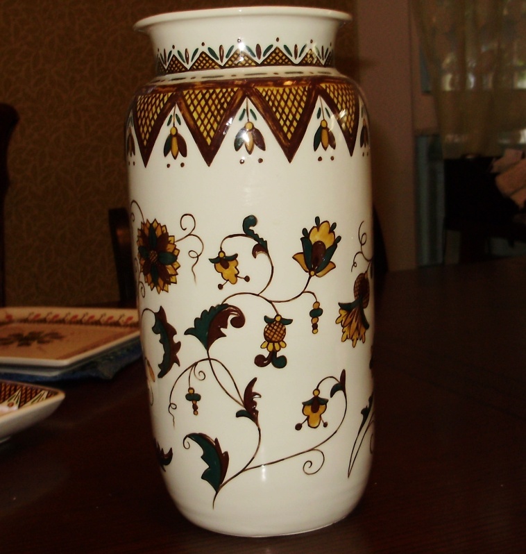 Tall Vase with Brown Flowers