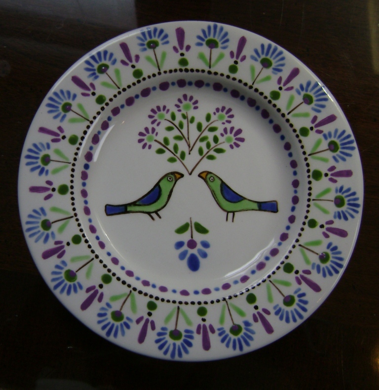 Plate with 2 birds   