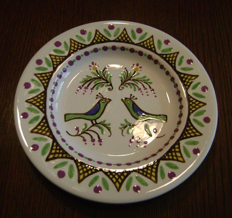 Small plate with birds and lavender trim