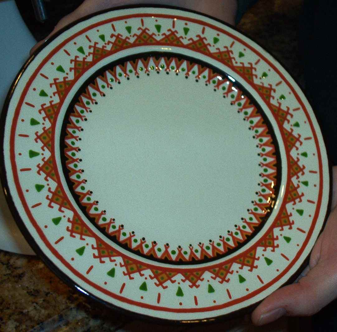Plate with Red Boarder   