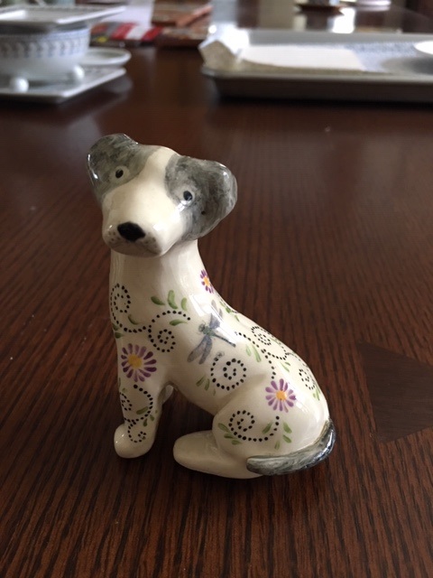 Ceramic seated dog   